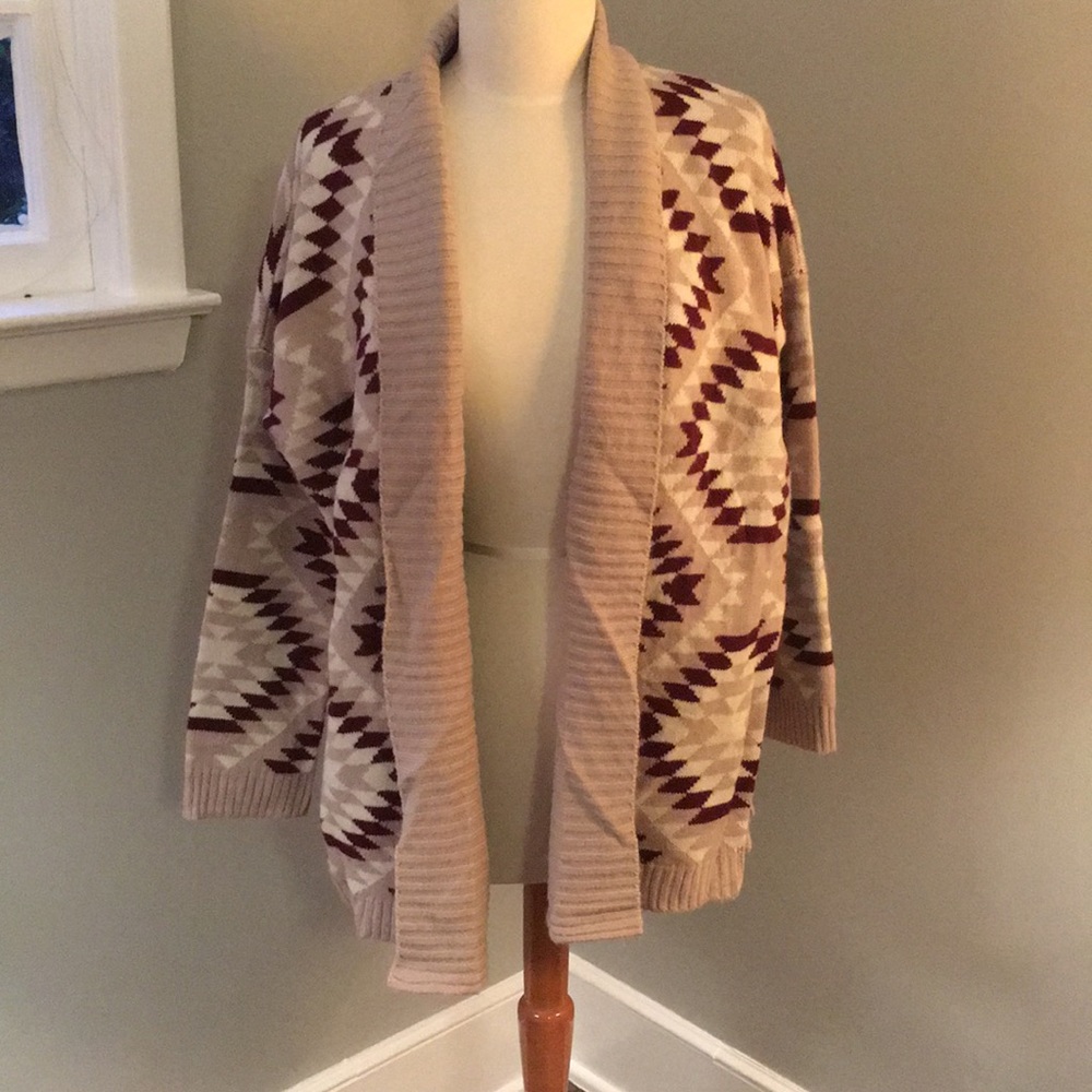Aztec Open Cardigan Sweater